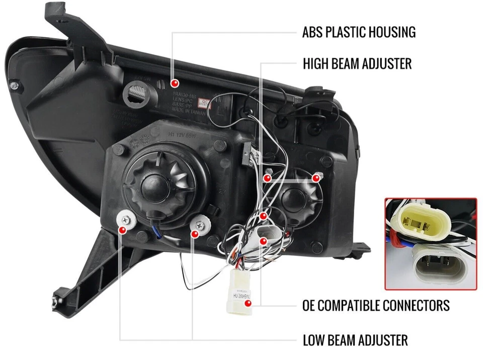 Faros halo proyector negro brillante para Toyota 4runner Base TRD 03-05 Foto 3 de 4