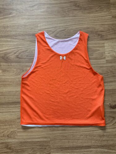 Under Armour Tank Top Mens Sz. M Orange White Reversible Basketball Jersey Shirt - Picture 1 of 8