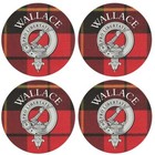 Round Coaster Wallace Scottish Clan Name Cork Backed Set of 4 Coasters