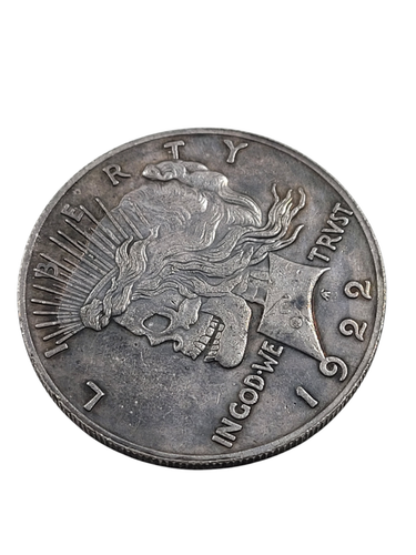 Moneda Desafío Difícil de Encontrar Rara - Cabeza Esqueleto 1893 Morgan + Paz 1922 2 en 1 Ver Fotos - Imagen 3 de 8