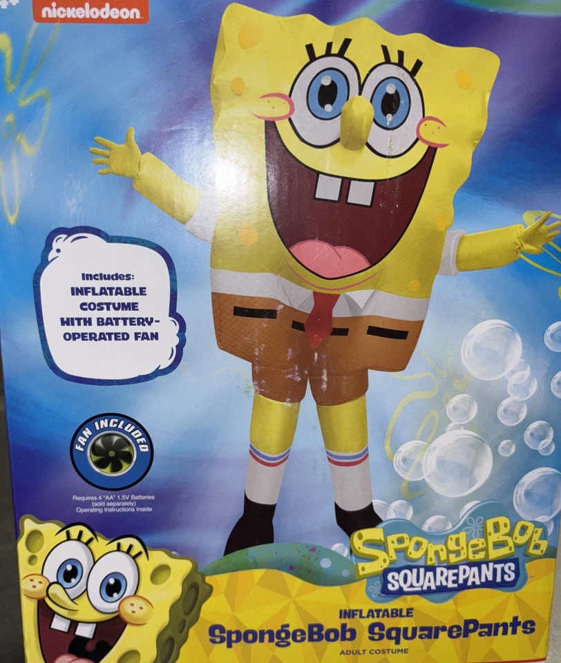 Halloween Adult SpongeBob SquarePants Inflatable Costume With FAN OSFM - Image 2 of 3