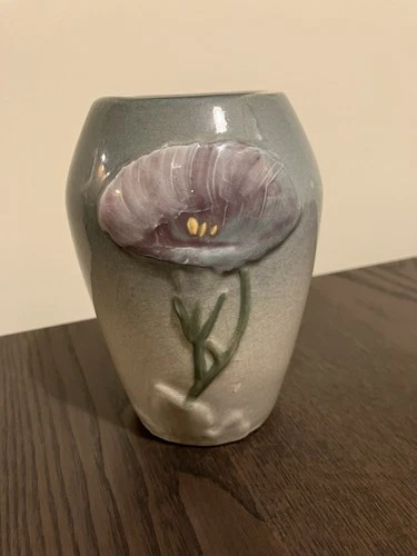 Weller Etna Art Nouveau Vase~Art Pottery Morning Glory Flower 5 Inches Tall.