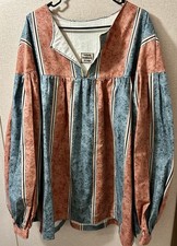 Native American Creek Style Vintage Men  s POW WOW Dance Shirt 2XL