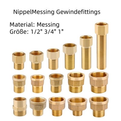 Messing Gewindefittings Verschraubung Nippel Muffe Reduziert 1/2'' 3/4'' 1''