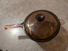 Pyrex Vintage Corning Ware Amber Visions France 2.5 QT Saucepan With Glass Lid!
