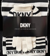 Brand New DKNY Women's 3 Piece Set Hat, Scarf, and Tough Gloves