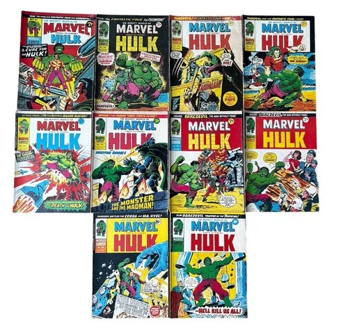 The Mighty World of Marvel Starring The Incredible Hulk Vintage Comics 1974 X 10