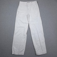 Vince Pants Womens 2 White Linen Blend Wide Leg Coastal Preppy Casual Twill
