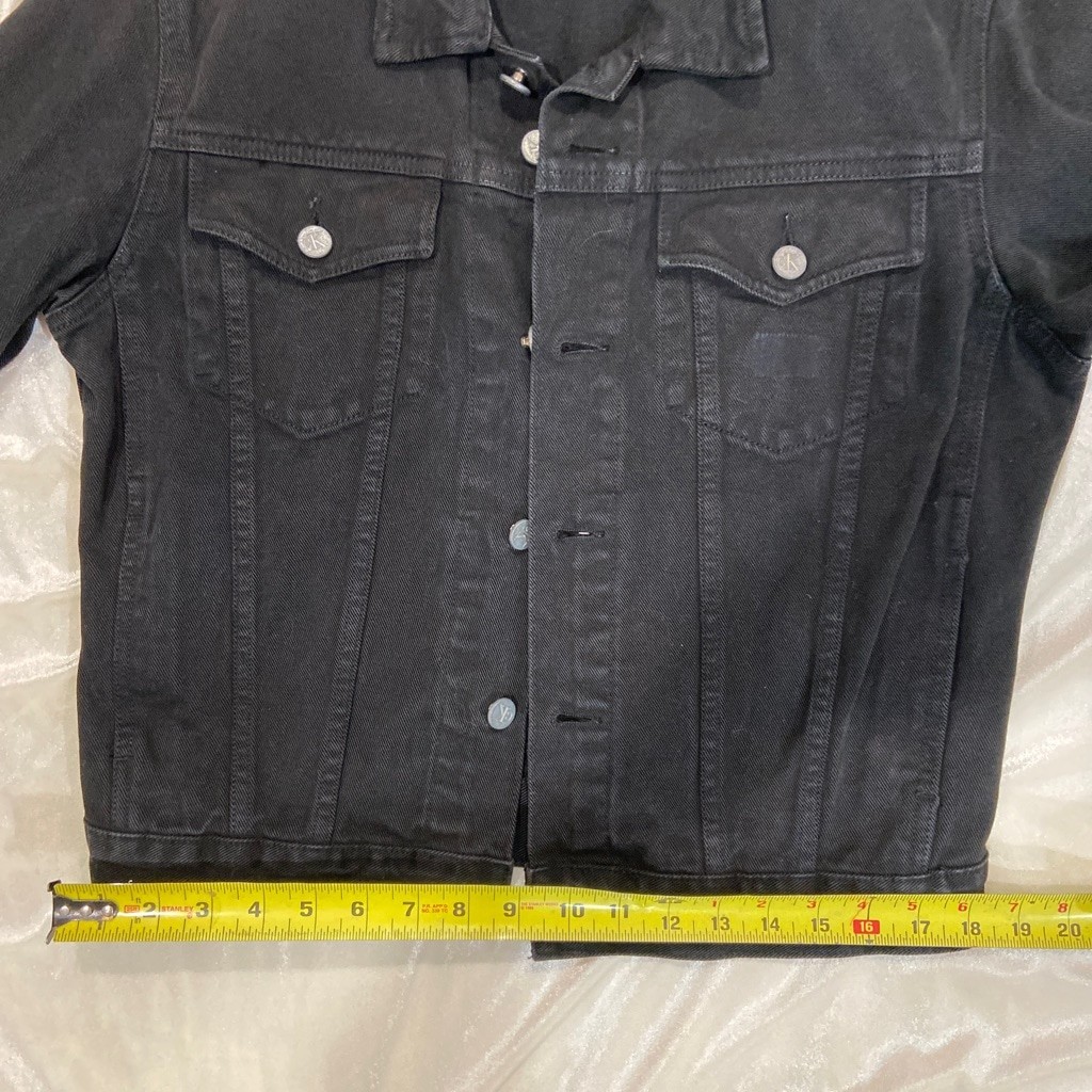 Vintage Calvin Klein Women's Black 100% Cotton Denim Trucker Jean Jacket Size S thumbnail 7