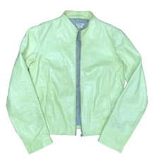 m0851 Made in Canada Genuine Leather Jacket Light Lime Green Zip Front Women's