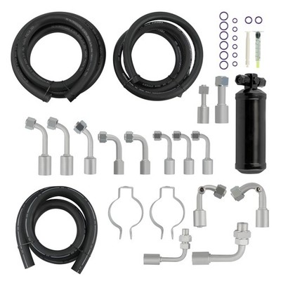 Universal 134a Air Conditioner Hose Kit R-Ring Fittings Drier AC Hose Assembly