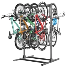 Freestanding Bike Storage Stand for Garage, Heavy Duty 7 Bikes and 7 Helmets ...