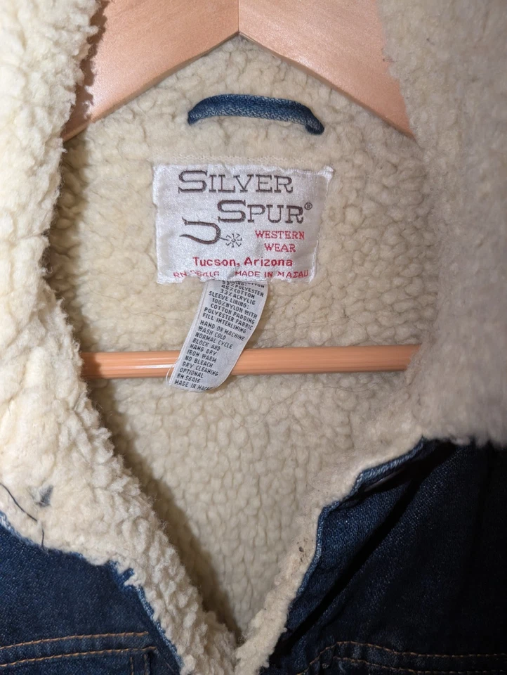 Chaqueta de Camionero Vintage Silver Spur Talla Pequeña Forrada Sherpa Ropa Occidental Foto 2 de 4