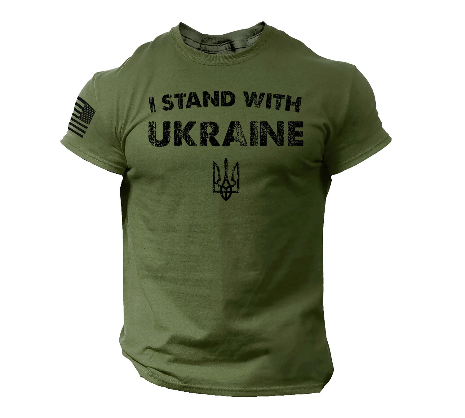 I Stand With Ukraine 3D T Shirt American Flag Ukrainian Support