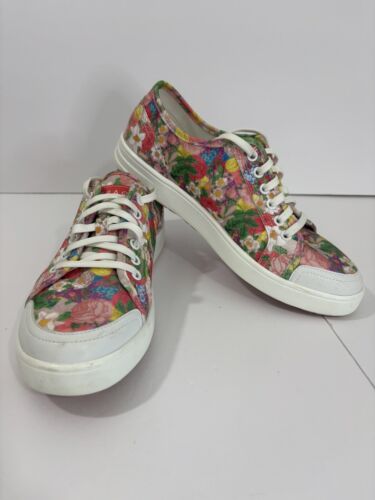TRAQ by Alegria Sneaq Sneaker Chillax Pink Floral Lace Up Sz 41 US 10/10.5