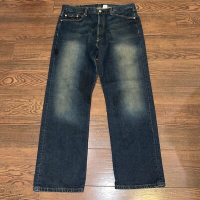 Levis 501 Dark Wash Original Straight Button-fly Jeans Blue Mens 38x31-32 Denim