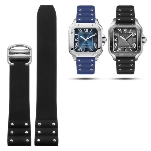 21mm Rubber Silicone Watch Strap For Cartier Santos De Series Men Watchbands