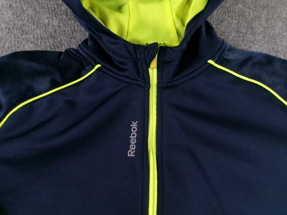 Sudadera Reebok Juvenil Mediana Azul Cremallera Completa Sudadera con Capucha Informal Todos los Días Calenta para Jugar Foto 2 de 4