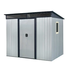 8x6 FT Outdoor Metal Storage Shed with Lockable Sliding Doors for Garden Patio