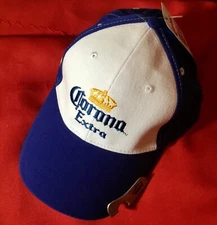 Corona Extra Hat w Bottle Opener NWT Adj. Cap Blue Canvas Cerveza FREE SHIPPING!