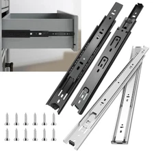 1-10Pair Full Extension Drawer Slides Rails 10"-28"100LB Side Mount Ball Bearing