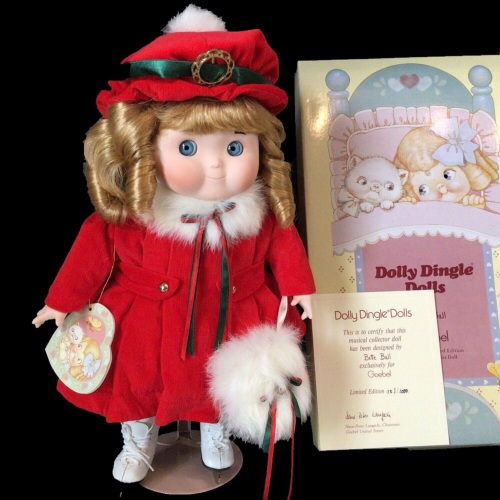 DOLLY DINGLE DOLL ICE SKATER MUSICAL BETTE BALL VINTAGE 1993 LIMITED EDITION - Picture 1 of 22