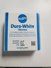 Shofu Dura White Stone Long Shank Low Speed HP FL3 flame Shape 12 Pcs.