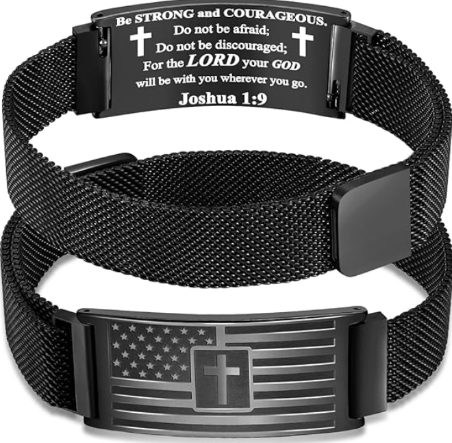 Men's American Flag Cross Bracelet – Stainless Steel Bible Verse Christian Jewel