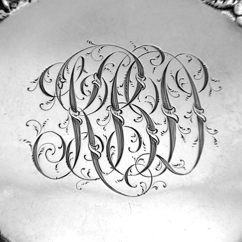 Repousse Salver Tray Kirk Son 11 Oz Silver 1860s Mono KBD - Picture 3 of 4
