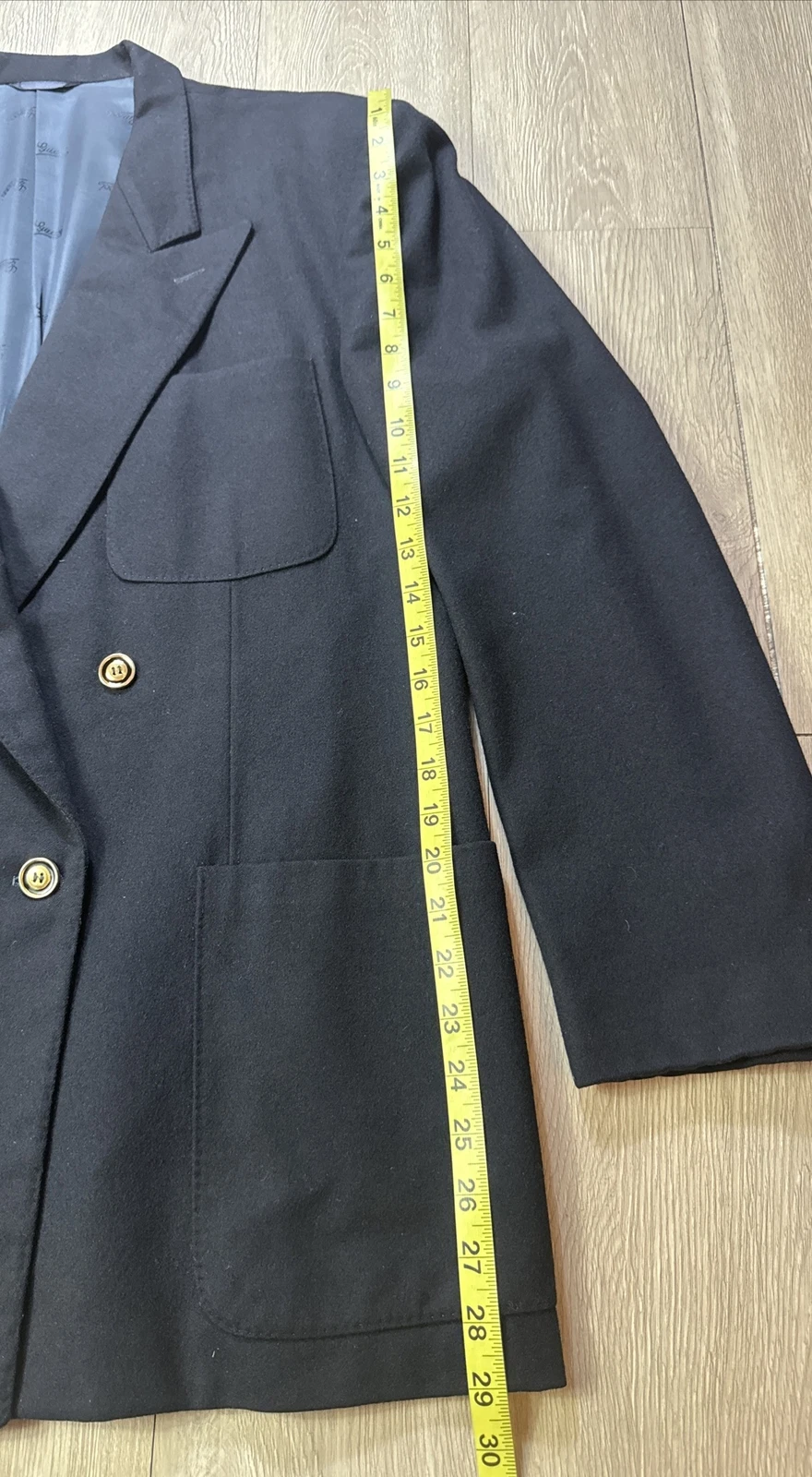 Blazer Vintage Gucci Italia 100% Doppio Petto Sportivo 44 R Blu Navy Oro