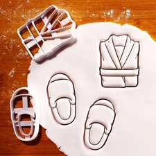 Folded Bathrobe & Bathroom Slipper Cookie cutters - hens party bridal spa pamper