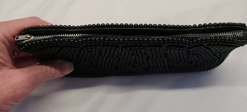 Vtg 50s Purse Anthony's Beaded Handmade Black Clutch Evening Bag Japan Dress - Picture 3 of 10