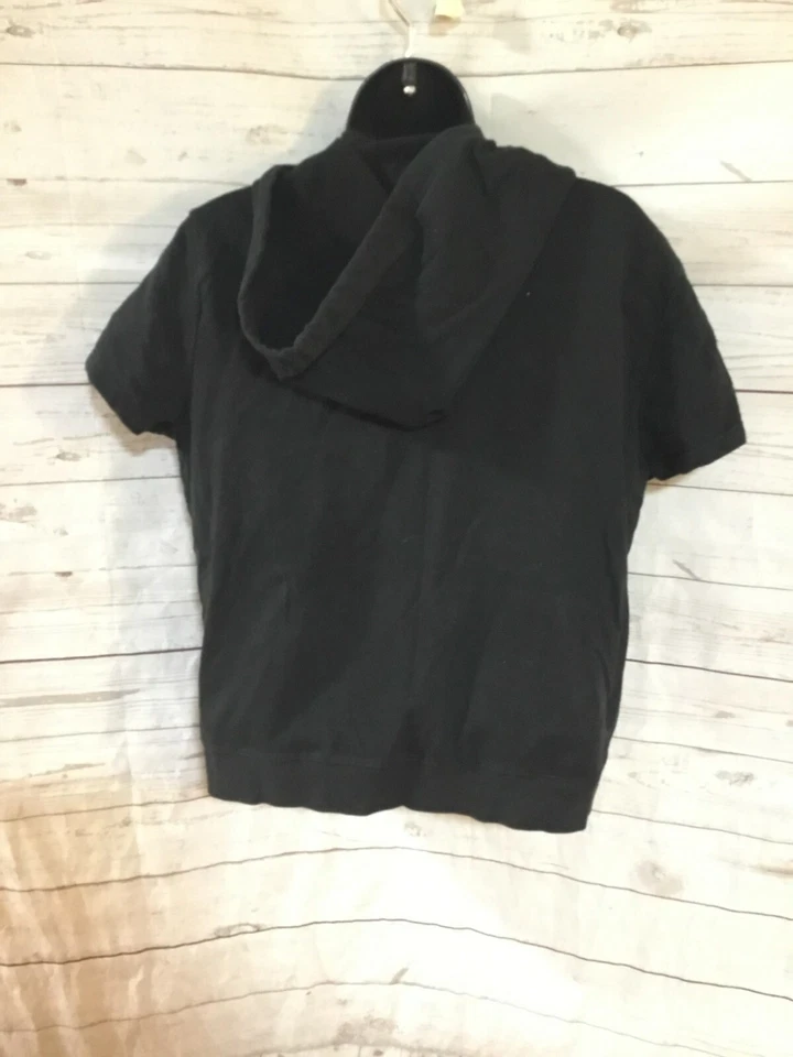 Chaleco NY&C Sport Para Mujer Negro Manga Corta Con Capucha Mezcla de Algodón Cremallera Completa Talla L   Foto 3 de 4