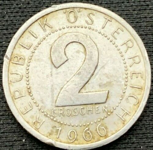 1966 Austria 2 Groschen Coin AU #K667