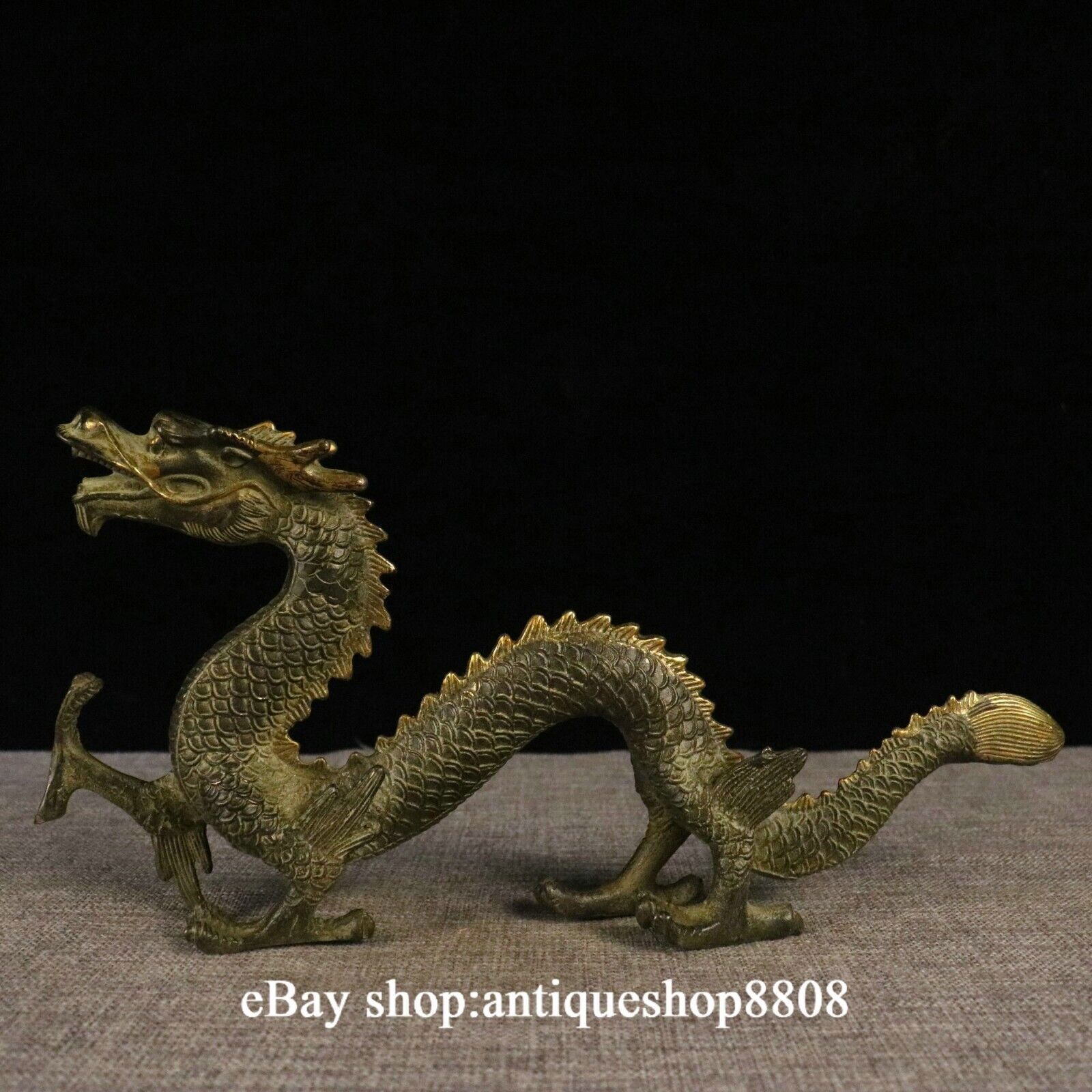 12 Inch Bronze Feng Shui Dragon Loong Bixie Wealth Statue for Good Fortune