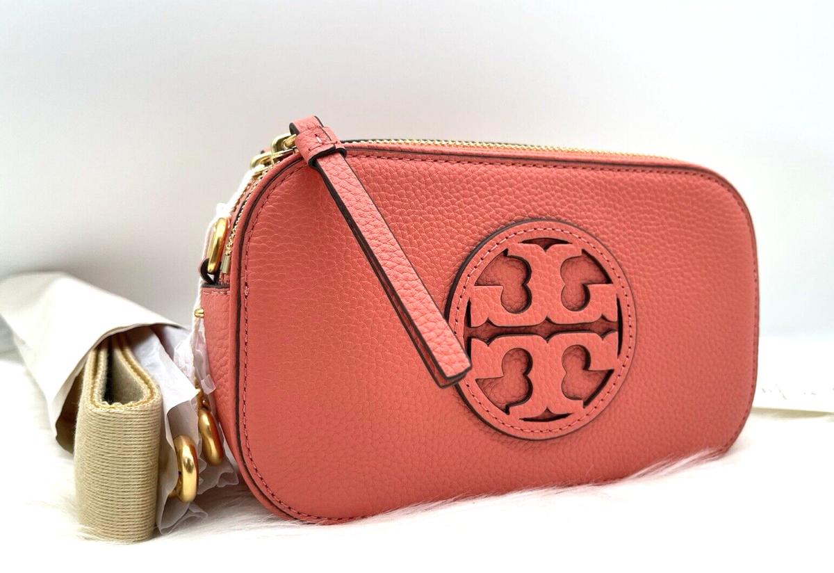 AUTH NWT Tory Burch Mini Miller Logo Smooth Leather