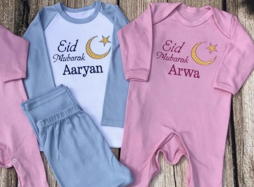 Eid Mubarak Embroidered Pyjamas, Personalised with name. Matching family Pj's - Picture 10 of 10