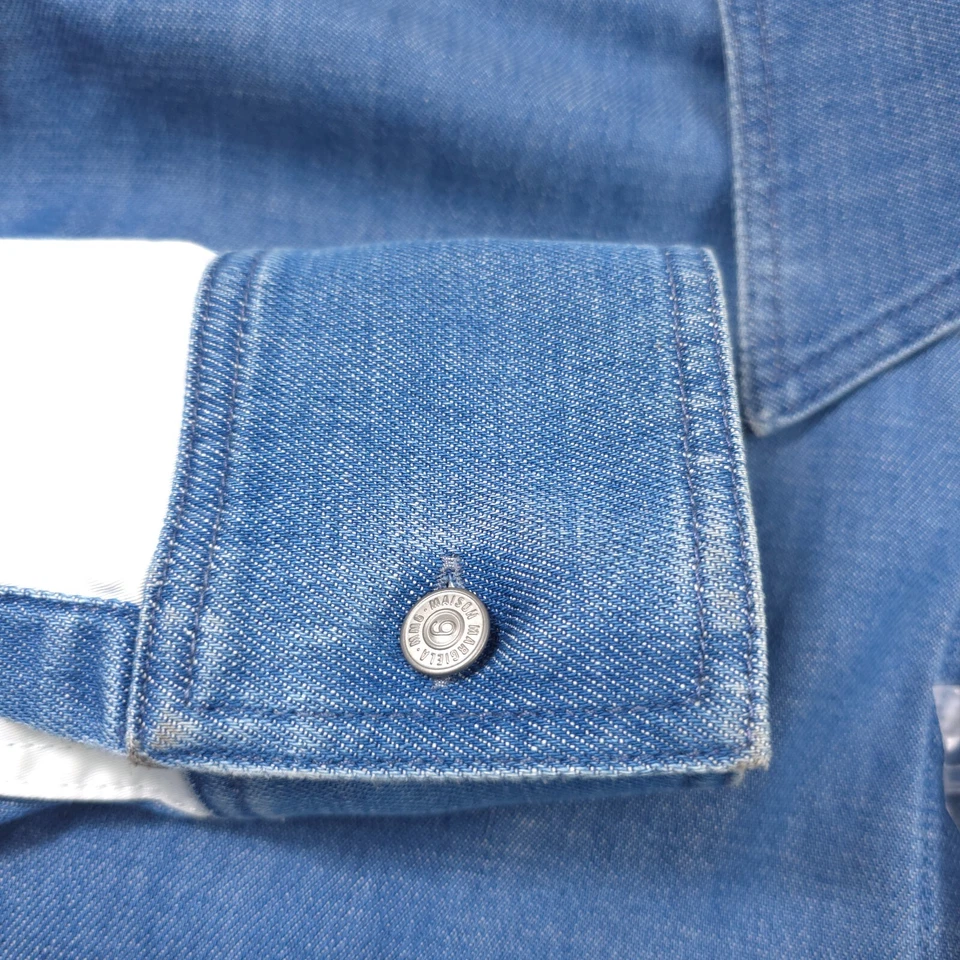 $600 Maison Margiela Oversized Blue Denim Shirt Made in Italy Mens Size Small - Image 3 of 4