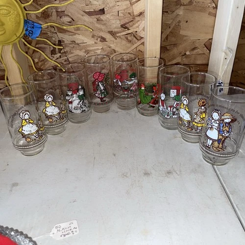 Vintage Lot Of 9 Holly Hobbie Coke Glass Tumblers 1970s-1980s