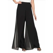 JR Nite Calindo Size M/L Women Black Wide Leg Fly-away Pants Chiffon Party