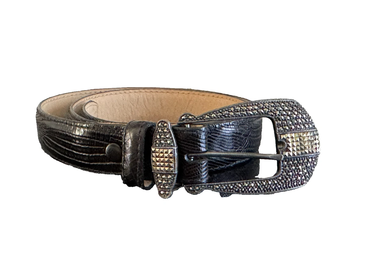 Judith Jack Black Calfskin Leather Belt with Marcasite Buckle Rare Sz S Judith Jack Black Belts for Women for sale | eBay main image 2