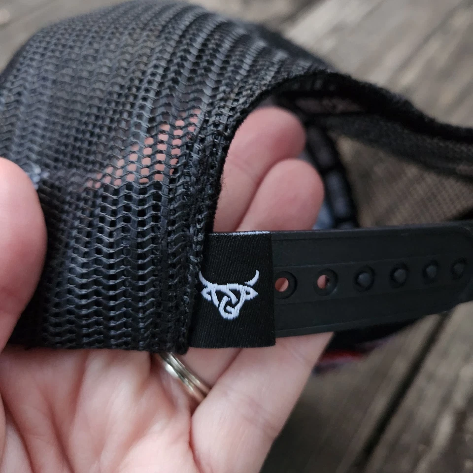 Lost Calf Youth 3D Logo Aztec Trucker Hat: Black, Red, White, Gray, Sticker - Image 4 of 4