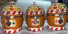 3 Gingerbread/cookie/candy Ceramic Jar With Hinge Lid. Great Gift, Pretty. 3