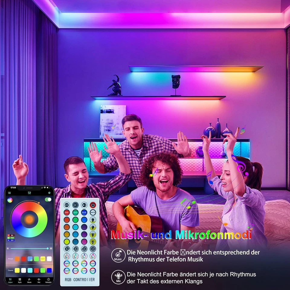 Striscia LED Neon RGB Da 15 M, Flessibile Multicolore Al Neon, Controllo Con App - Immagine 3 di 4