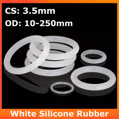 Food Grade Silicone Rubber O Rings CS 3.5mm OD 10-250mm White O-Ring Seal Washer