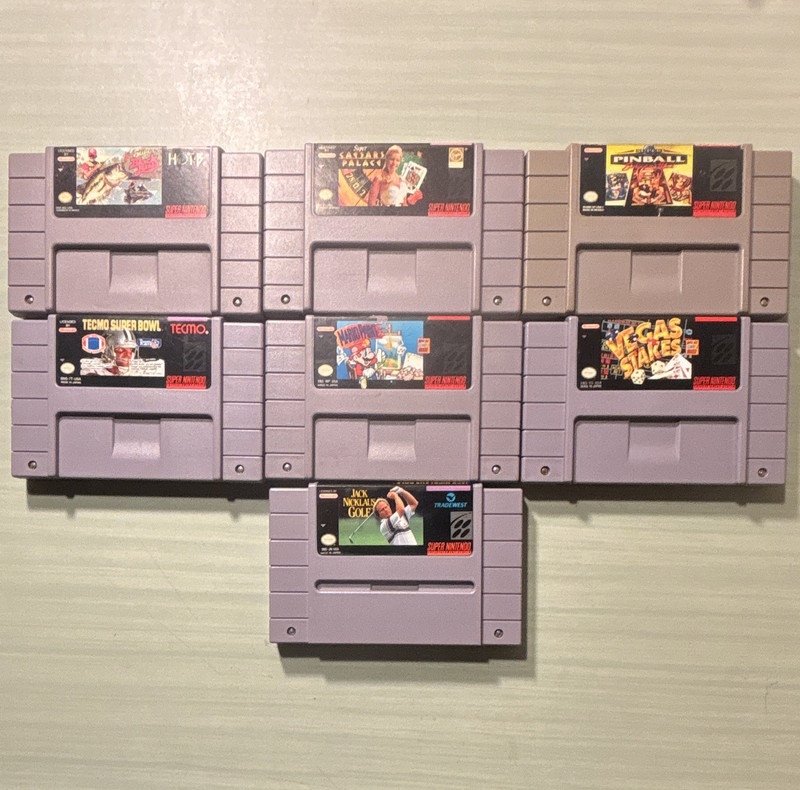 Nintendo SNES Game Lot (7 Cartridges): Tecmo Super Bowl, Mario Paint + More