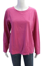 Talbots Womens Pink Basic Long Sleeve Round Neck Cotton Spandex T-Shirt Size XL