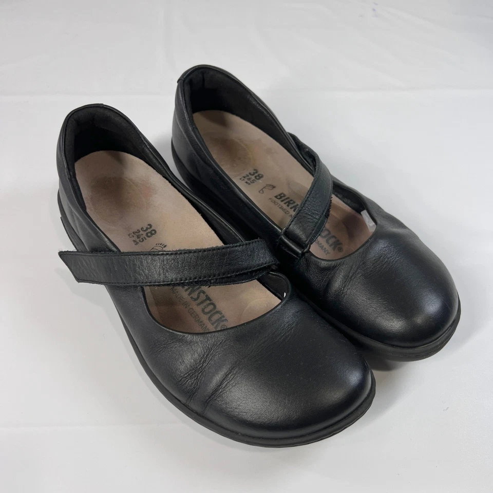 Birkenstock Iona Mary Jane Shoes Women's 38 7–7.5 Black Leather Comfort Flats - Image 2 of 4