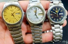 Lot Of 3 Vintage Of Seiko 5 Automatic Day Date 21 Jew Men,s Wrish Watch Japan Ma