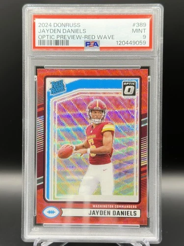 2024 Panini Donruss Jayden Daniels Rookie Optic Preview Red Wave #389 PSA 9 (RC)
